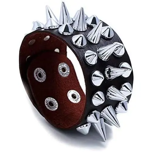 Caiyao Punk Gothic Tine Spike Rivet Bracelets Adjustable Studded Buckle Cuff Biker Leather Bangle Snap Button Wristband for Men Cool Personality Jewelry Caiyao Punk Gothic Tine Spike Rivet Bracelets Adjustable Studded Buckle Cuff Biker Leather Bangle Snap Button Wristband for Men Cool Personality Jewelry