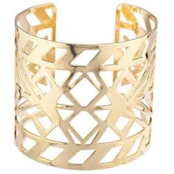 Lux Accessories Gold Tone Aztec Style Geo Cutout Bracelet Cuff