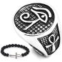 Gungneer Eye of Ra Ankh Cross Ring for Men Biker Accessory Stainless Steel Egyptian Eye Jewelry Talisman Gift