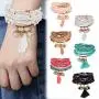 Thunaraz 4-6Pcs Multi Layered Beaded Bracelets for Women Stackable Bracelet Sets Bohemian Tassel Charm Bangle Coin Pendant Christmas Valentine Colorful Women Jewelry Set