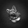 HZMAN Mens Gothic Stainless Steel Vintage Wolf Head Biker Ring