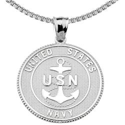 US Navy Sterling Silver with Prayer Blessing Pendant Necklace