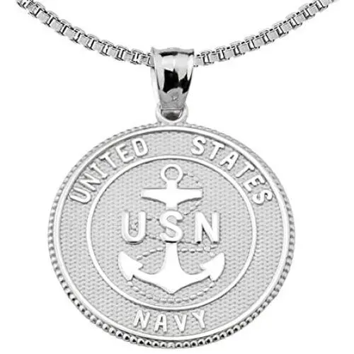 US Navy Sterling Silver with Prayer Blessing Pendant Necklace US Navy Sterling Silver with Prayer Blessing Pendant Necklace