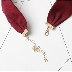 FXmimior Women Vintage Necklace Red Suede Handmade Layered Bar Party Wedding Necklace Jewelry For Women