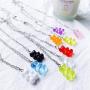 9Pcs Colorful Gummy Bear Pendant Necklace Cute Candy Color Resin Tiny Cartoon Animal Bear Charms Pendant Link Chain Necklace for Women Girls Jewelry