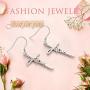 925 Sterling Silver Infinity Love of God Simple Dainty Faith Cross Dangle Earrings Religious Gift for Women Girls