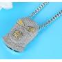 Nsitbbuery Hip Hop Nightclub Bars Plated Alloy Iced Out Mask Pendant Cuban Chain Necklace