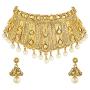 Aheli Indian Wedding Designer Faux Kundan Encrusted Choker Necklace with Maang Tikka Set Party Ethnic Fashion Jewelry for Women