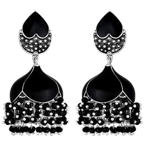 Aheli Enamel Jhumki Jhumka Pearl Dangle Earrings Indian Ethnic Wedding Party Fashion Statement Jewelry for Women