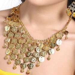 BellyLady Belly Dance Gypsy Jewelry, Gold Necklace & Earrings, Gift Idea