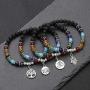 Top Plaza 7 Chakra Reiki Healing Crystal Bead Charm Bracelet Necklace Set Lava Rock Stone Aromatherapy Essential Oil Diffuser Stretch Bracelets Necklaces with 5 Replaceable Charms