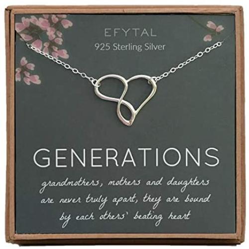 EFYTAL Grandma Gifts, 925 Sterling Silver Infinity Heart Necklace for Grandmother / Mother / Daughter / Granddaughter, Mom Necklaces for Women, Birthday Gift, Mothers Day Jewelry, Mothers Day