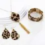 Leopard Jewelry Set Leopard Leather Bracelets Dangle Earring Pendant Necklace for Women Leopard Jewelry Set Leopard Leather Bracelets Dangle Earring Pendant Necklace for Women