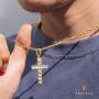 KRKC&CO Cross Pendant, Hip Hop Pendant with 3mm 22'' Rope Chain, Prong-Setting 5A CZ Stones, Iced Out Hip Hop Jewelry Street-wear Urban Style for Men & Women
