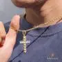 KRKC&CO Cross Pendant, Hip Hop Pendant with 3mm 22'' Rope Chain, Prong-Setting 5A CZ Stones, Iced Out Hip Hop Jewelry Street-wear Urban Style for Men & Women