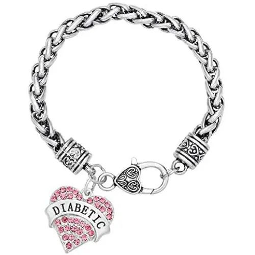 SENFAI Diabetic Awareness Alert Charm Womens Bracelet Tri-Color Rhinestone SENFAI Diabetic Awareness Alert Charm Womens Bracelet Tri-Color Rhinestone