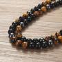 WESTMIAJW Mens Magnetic Hematite Tiger Eye Onyx Beads Beaded Necklace Chain Natural Gemstones Jewelry 50/60/70/75cm