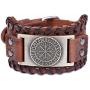 fishhook Norse Viking Vegvisir Compass 24 Amulet Runes Talisman Bangle Leather Bracelet