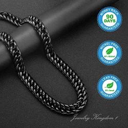 Jewelry Kingdom 1 Black Cuban Necklace for Men and Women 8MM 13MM 16MM Stainless Steel Miami Curb Link Chain Choker 18 to 30inch