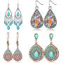 4 Pair Bohemian Vintage Earrings Dangle Drop Earring Jewelry Accessories for Women Girl Supplies