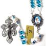 elegantmedical Ladder to Heaven Blue Crystal & AAA10MM Pearl Beads Catholic Rosary Cross crucifix Necklace gift