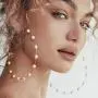 Doubnine Large Hoops Super Huge Circle Pearls Earrings Thin Dangle Gold Elegant Wedding Women Accessories Jewelry Gift for Her (90mm)