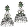 Aheli Indian Traditional Bollywood Silver Oxidized Peacock Jhumki Jhumka Earrings for Women (Blue)