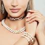 Hicarer 4 Pieces Leopard Print Jewelry Set Leopard Bracelet Faux Leather Earrings Choker Long Tassel Pendant Necklace for Women