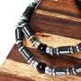 JBANS Hematite 486 Healing Stones Beaded Stretch Bracelet 2 Size for Men. Good Luck Therapy Bracelets. Strong Elastic Sring