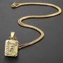 Hermah 26 Gold Plated Square Capital Initial Letter Charm Pendant Necklace for Men Women Box Steel Chain 22inch