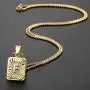 Hermah 26 Gold Plated Square Capital Initial Letter Charm Pendant Necklace for Men Women Box Steel Chain 22inch