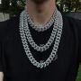 GOLD IDEA JEWELRY 20mm Hip Hop Stainless Steel VVS Lab Diamonds Iced Out Miami Cuban Link Chain