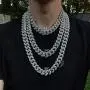 GOLD IDEA JEWELRY 20mm Hip Hop Stainless Steel VVS Lab Diamonds Iced Out Miami Cuban Link Chain