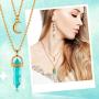 Yaomiao 8 Pieces Layered Crystal Moon Necklace Crescent Moon Choker with Healing Stone Pendant Pointed Hexagonal Healing Crystal Gemstone Necklaces for Women Girls