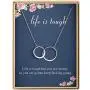Sympathy Gift Necklace S925 Sterling Silver Two Interlocking Infinity Double Circles life is tough Jewelry Gift For Women Girls Sympathy Gift Necklace S925 Sterling Silver Two Interlocking Infinity Double Circles life is tough Jewelry Gift For Women Girls