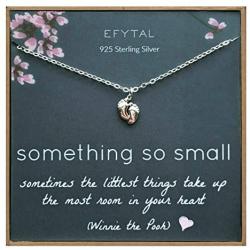 EFYTAL New Mom Gifts, 925 Sterling Silver Tiny Baby Feet Necklace for Mother and Baby Girl/Boy, Mothers Day Jewelry Gift Idea, Mothers Necklaces for Her