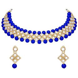 Aheli Elegant Indian Faux Kundan Studded Necklace Earring Set Bollywood Wedding Party Wear Ethnic Fashion Jewelry for Women