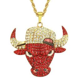 CANNE Hip Hop Bull Head Necklace 18K Gold Jewelry Tauren Plated Lab Simulation Diamond Ice Out Chain Mens Rap Street Costume Hemp Chain Necklace 30 Inch.