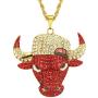 CANNE Hip Hop Bull Head Necklace 18K Gold Jewelry Tauren Plated Lab Simulation Diamond Ice Out Chain Mens Rap Street Costume Hemp Chain Necklace 30 Inch.