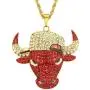 CANNE Hip Hop Bull Head Necklace 18K Gold Jewelry Tauren Plated Lab Simulation Diamond Ice Out Chain Mens Rap Street Costume Hemp Chain Necklace 30 Inch.