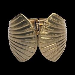 Takobia Womens Scratched Gold Flashed Scallop Shell Design - Hinged Bangle Bracelet - 8 1/2 inches