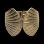 Takobia Womens Scratched Gold Flashed Scallop Shell Design - Hinged Bangle Bracelet - 8 1/2 inches