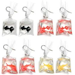 Fashion Funny Creative Koi Fish goldfish Water Bag Dangle Earrings Cute Handmade Earrings Womens Charm Jewelry Gift 4 pairs