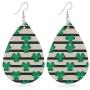 8 Pairs St. Patricks Day Faux Leather Dangle Earrings Set Green Clover Teardrop Dangle Earrings Lightweight Saint Patricks Day Festival Decor Earring Jewelry Gift for Women Girls