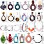 Duufin 24 Pairs Mottled Acrylic Earrings Resin Drop Dangle Earring Hoop Statement Earrings Polygonal Bohemian Fashion Jewelry Earrings for Women Girls