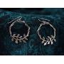 Paz Creations 925 Sterling Silver Leaf Accent Round Dangle Earrings, Made in Israel