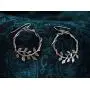Paz Creations 925 Sterling Silver Leaf Accent Round Dangle Earrings, Made in Israel Paz Creations 925 Sterling Silver Leaf Accent Round Dangle Earrings, Made in Israel