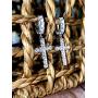 Mens Ladies 14K White Gold Over Silver Lab Diamond Cross Hoop Earrings latch Back Studs Iced Out aretes para hombre - Mens Earrings, Latch Back, Mens Jewelry, Hip hop Earring