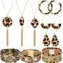 Yaomiao 9 Pieces Leopard Print Jewelry Set Leopard Leather Bracelets Dangle Earrings and Necklaces for Women Yaomiao 9 Pieces Leopard Print Jewelry Set Leopard Leather Bracelets Dangle Earrings and Necklaces for Women