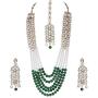 Aheli Classy Faux Kundan Beaded Pearl Long Necklace with Maang Tikka Set Indian Ethnic Wedding Bridal Jewelry for Women